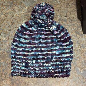 Hand Knit Wool Hat with Pom